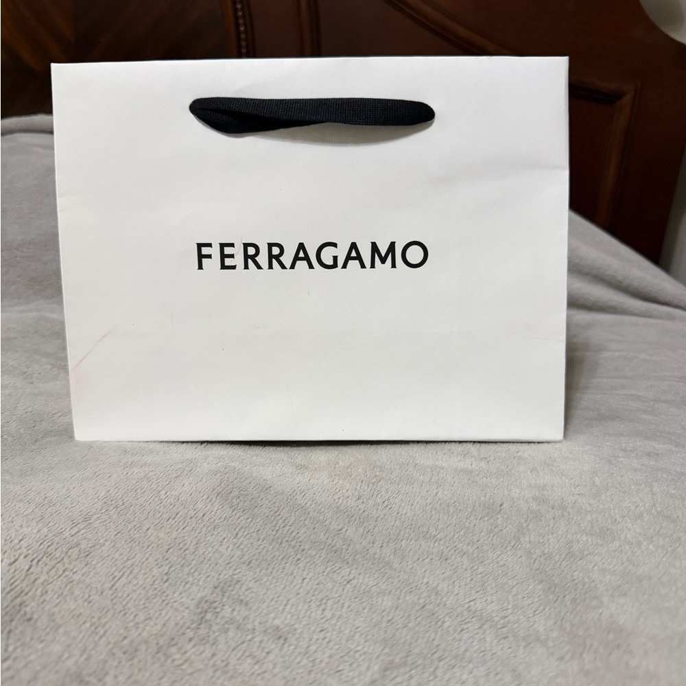 Salvatore Ferragamo White gift Bag with Black Handle new